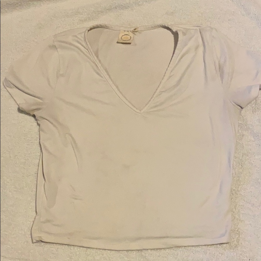 White V Neck Cropped Tee